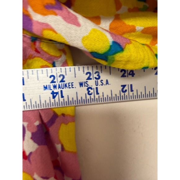 JOHN MARK Abstract Print Button Front Tunic Shirt Top L Rayon Nylon‎ Colorful - Picture 5 of 7